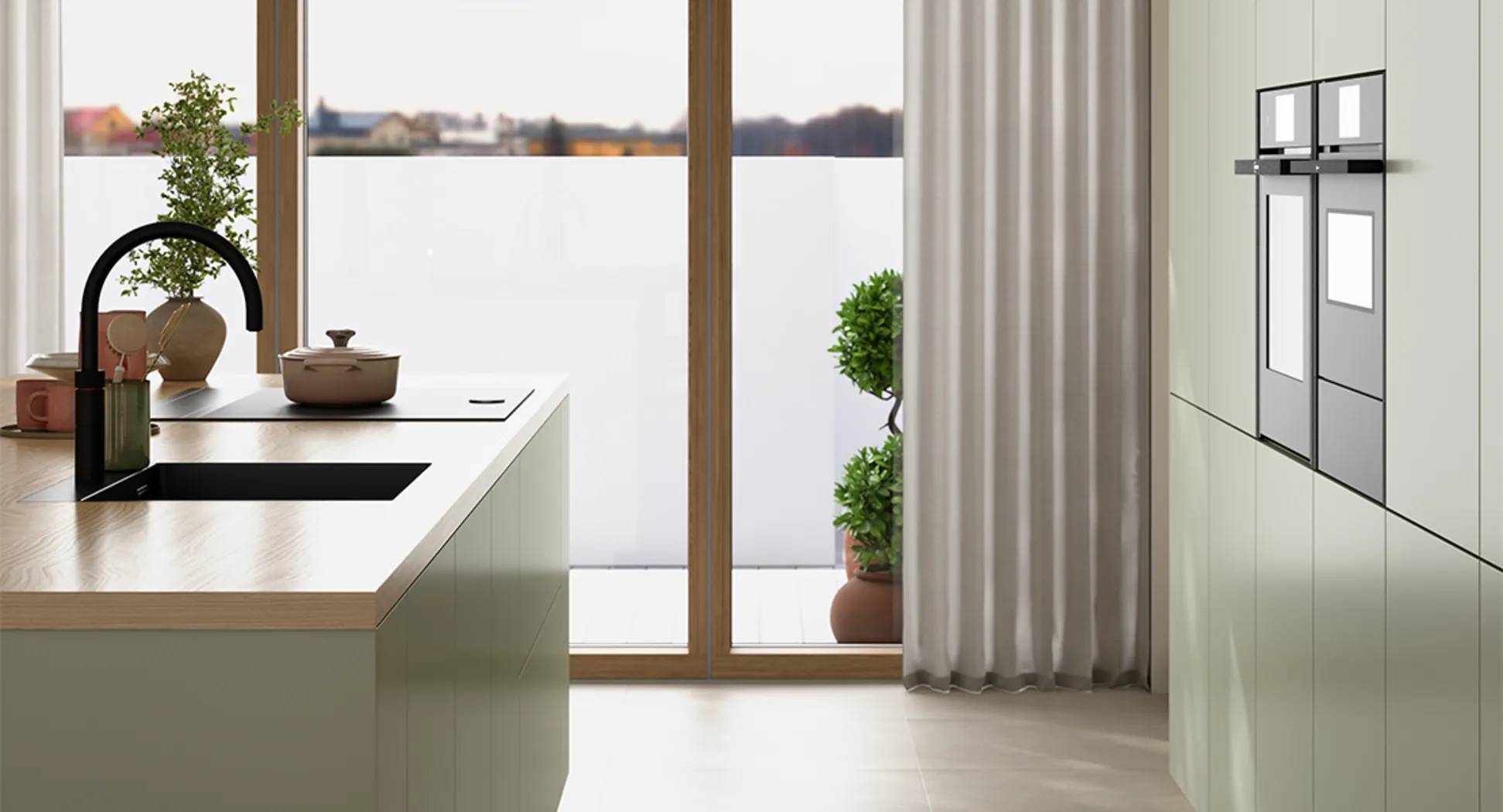 Senso Premium Modern Kitchen in Honed Jade Green | Kutchenhaus